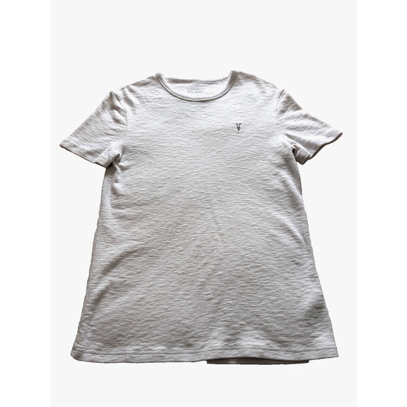 ALLSAINTS Unisex White Short Sleeve Shirt Textured Medium Logo Mens Womens - Picture 4 of 5
